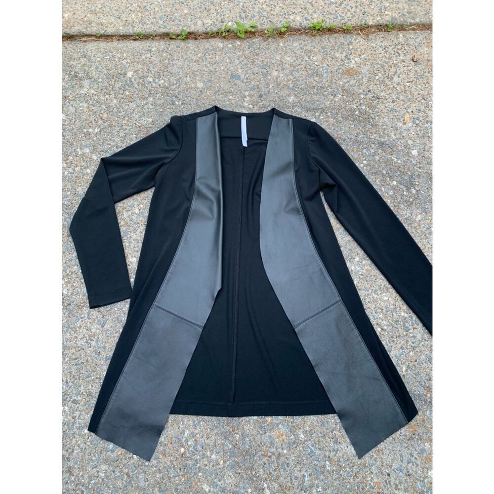 I by Iris Setlakwe Black Leather Front Cardigan
